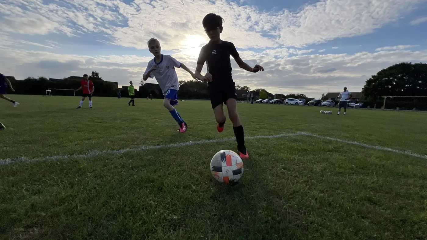 Players training during a holiday football bootcamp